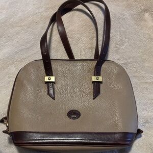 Dooney & Bourke Taupe and Dark Brown Leather Shoulder Bag